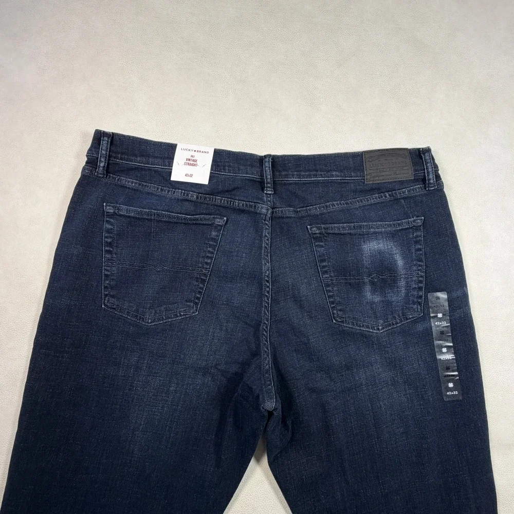 NWT Lucky Brand 363 Vintage Straight Mens Jeans 42x32 Huron Dark Blue Coolmax
